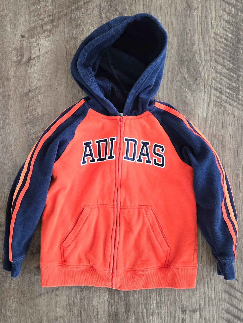 Adidas Boy's Orange And Blue Full Zip Hoodie Size 5